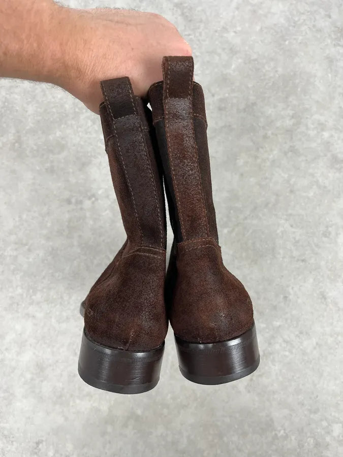 Dsquared2 Brown Suede Eroded Leather Boots FljqYLu 5