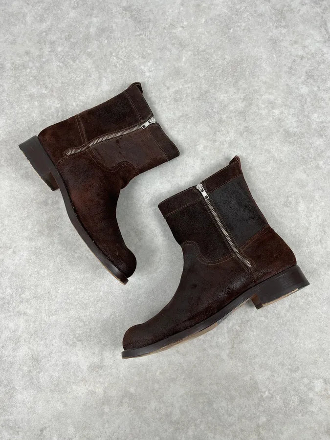 Dsquared2 Brown Suede Eroded Leather Boots FljqYLu 4