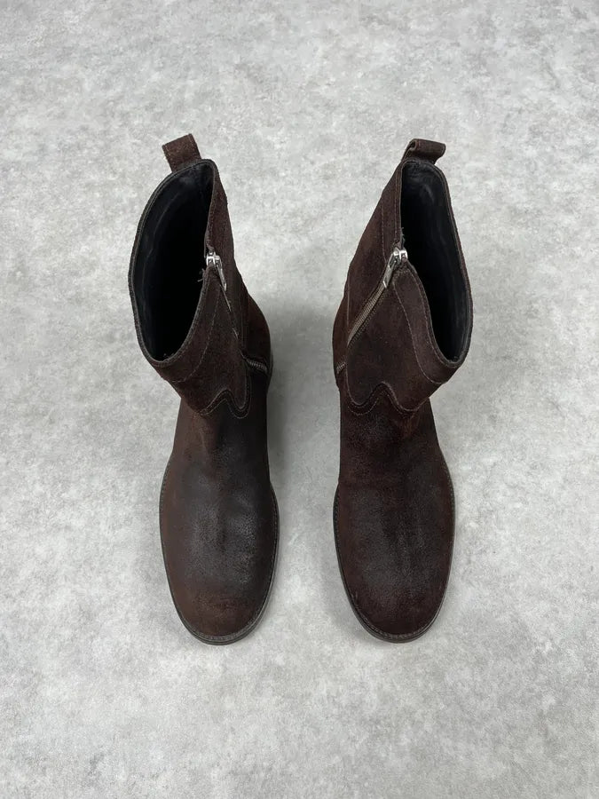 Dsquared2 Brown Suede Eroded Leather Boots FljqYLu 1