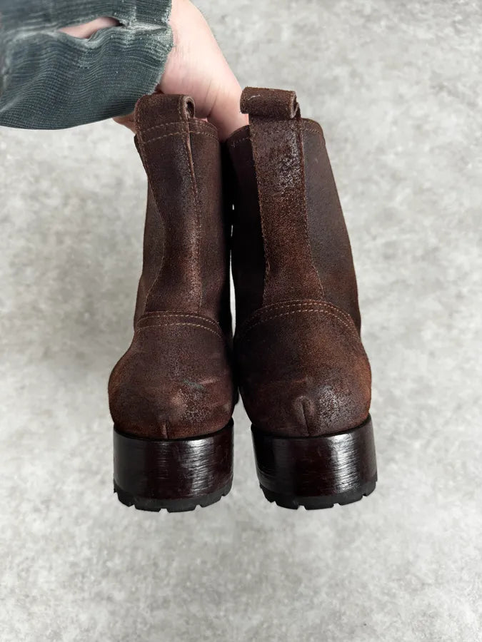 Dsquared2 Brown Suede Lace-Up Leather Boots WnZNOZu 5