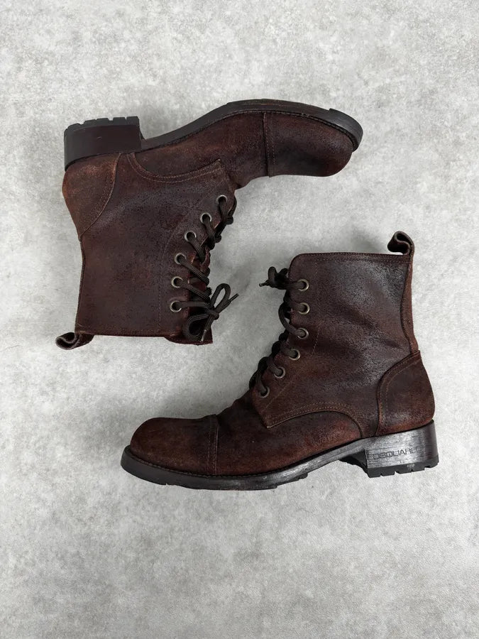 Dsquared2 Brown Suede Lace-Up Leather Boots WnZNOZu 2