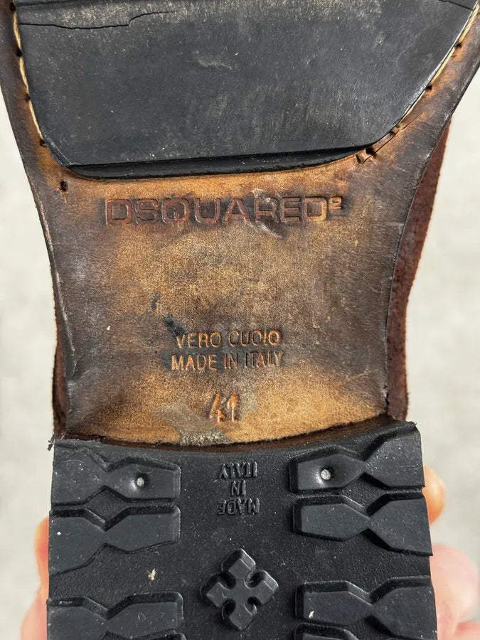 Dsquared2 Brown Suede Lace-Up Leather Boots WnZNOZu 7