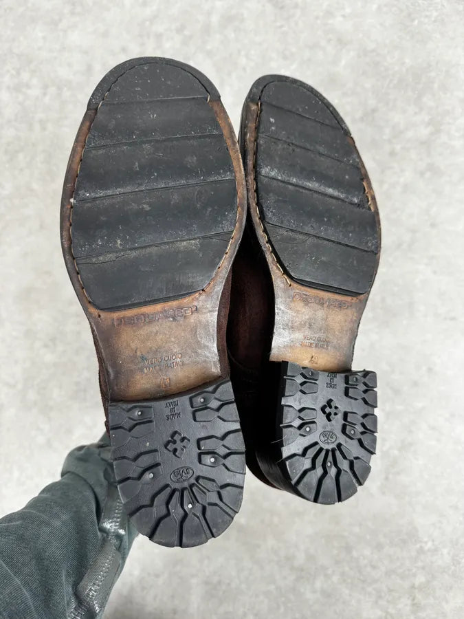 Dsquared2 Brown Suede Lace-Up Leather Boots WnZNOZu 6