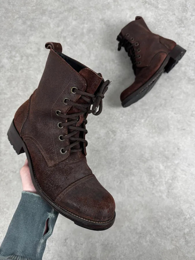 Dsquared2 Brown Suede Lace-Up Leather Boots WnZNOZu 0