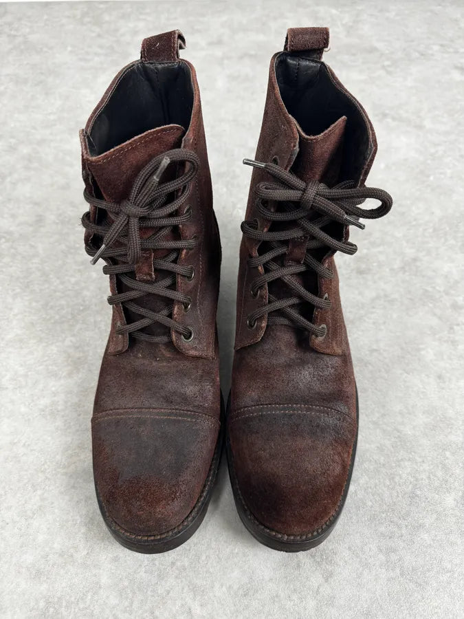 Dsquared2 Brown Suede Lace-Up Leather Boots WnZNOZu 3