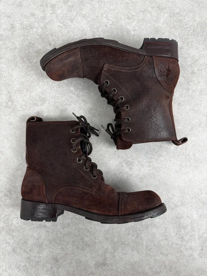 Dsquared2 Brown Suede Lace-Up Leather Boots WnZNOZu 1