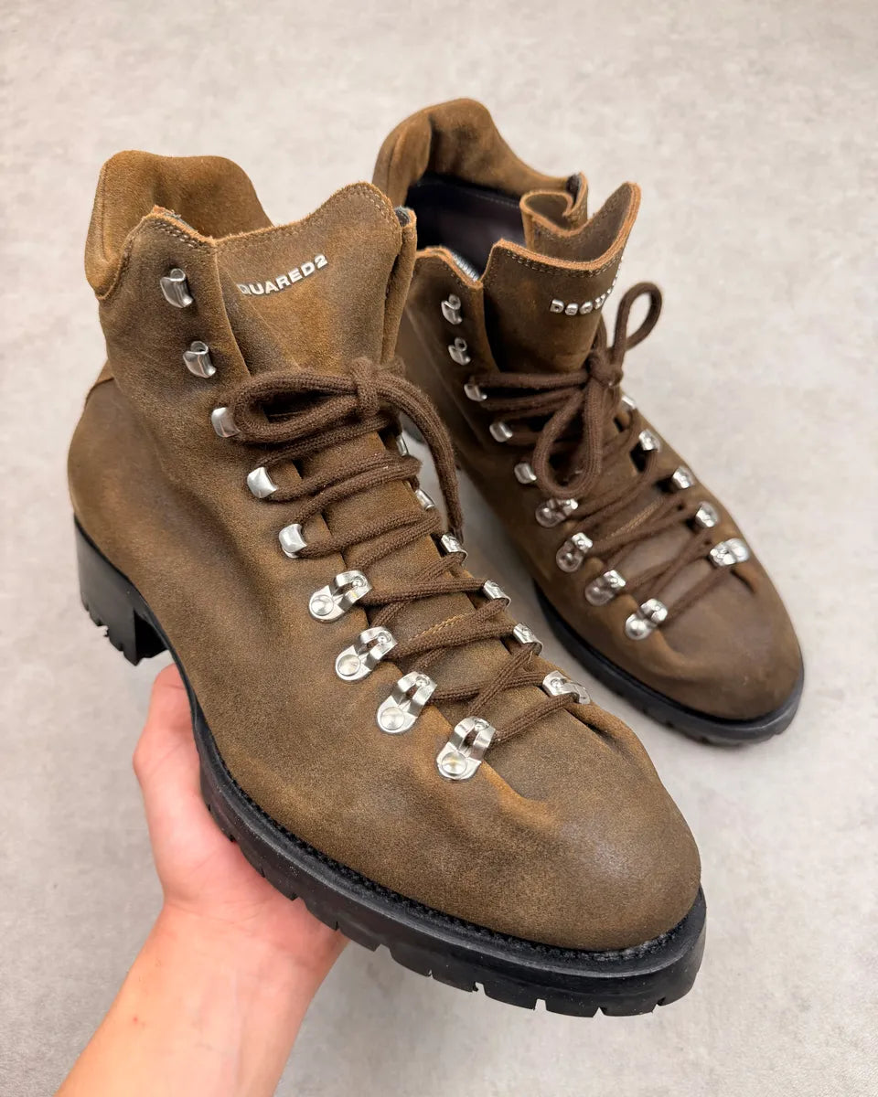 Dsquared2 Brown Suede Leather Hiking Boots qADCbnA 0