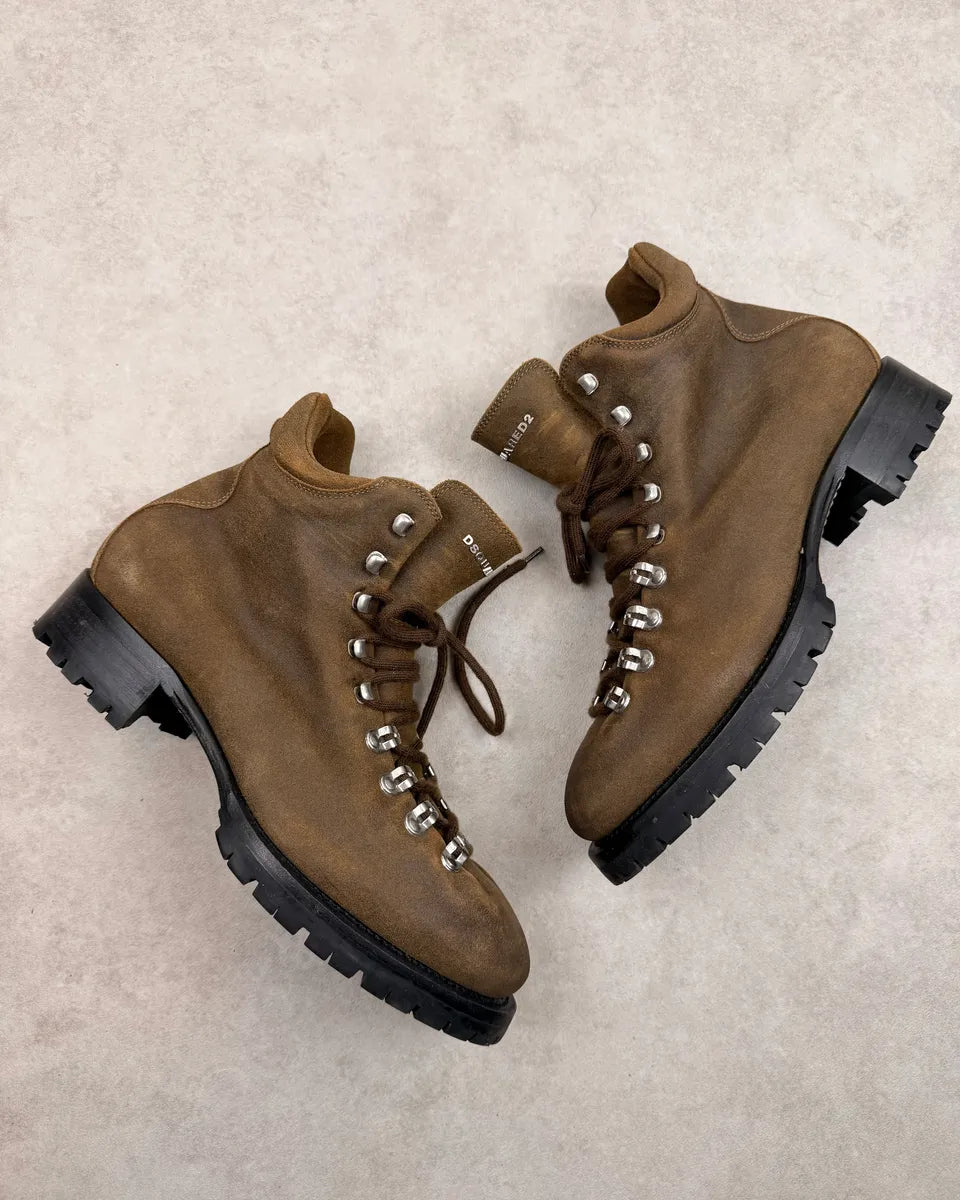 Dsquared2 Brown Suede Leather Hiking Boots qADCbnA 2
