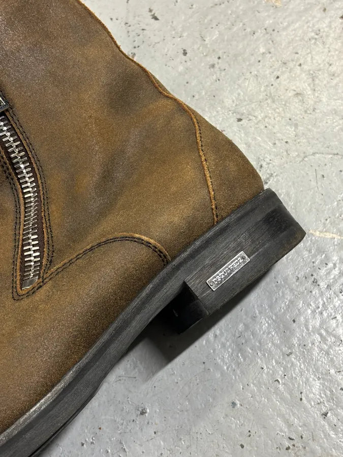 Dsquared2 Brown Suede Zip Chelsea Boots vxAVXvE 9