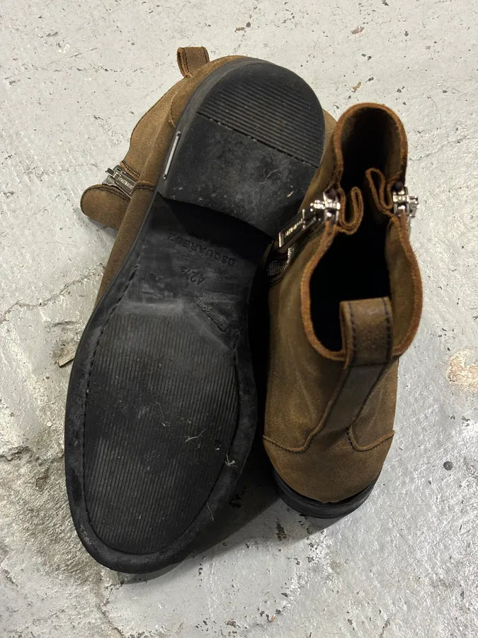 Dsquared2 Brown Suede Zip Chelsea Boots vxAVXvE 12