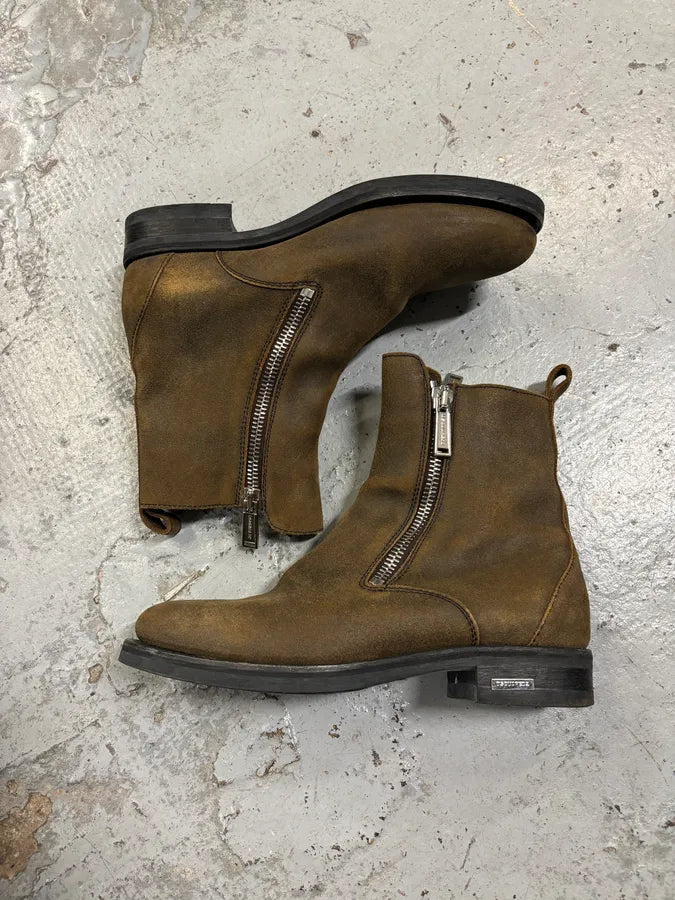 Dsquared2 Brown Suede Zip Chelsea Boots vxAVXvE 6