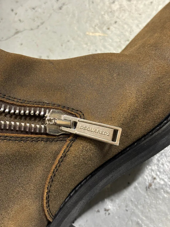 Dsquared2 Brown Suede Zip Chelsea Boots vxAVXvE 10