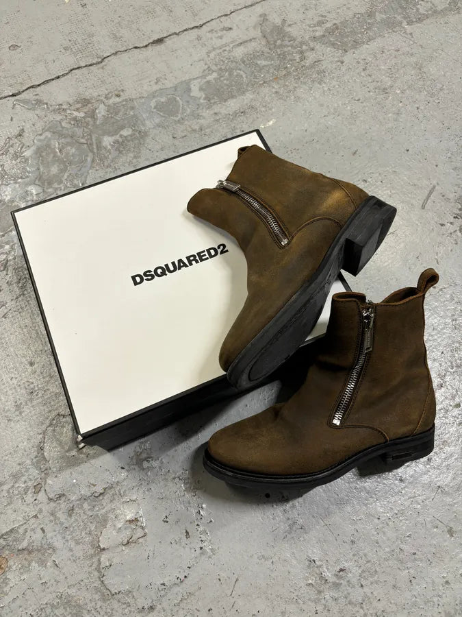 Dsquared2 Brown Suede Zip Chelsea Boots vxAVXvE 1