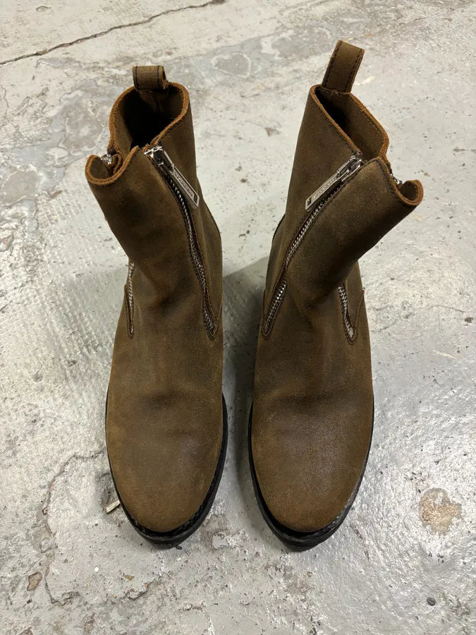 Dsquared2 Brown Suede Zip Chelsea Boots vxAVXvE 2