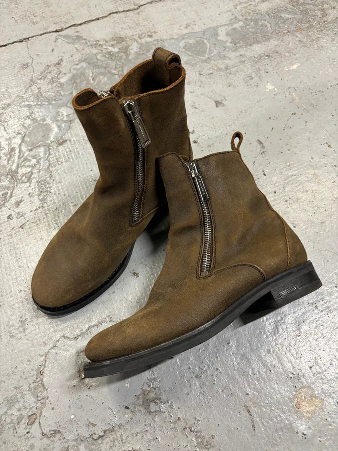 Dsquared2 Brown Suede Zip Chelsea Boots vxAVXvE 4
