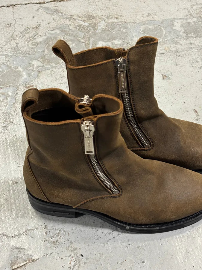 Dsquared2 Brown Suede Zip Chelsea Boots vxAVXvE 5