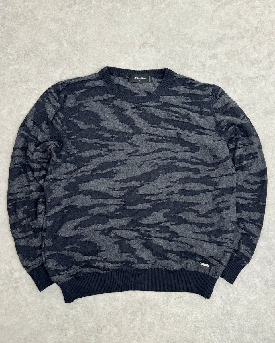 SS2015 Dsquared2 Camo Irregular Black & Grey Sweater goiBzBV 0