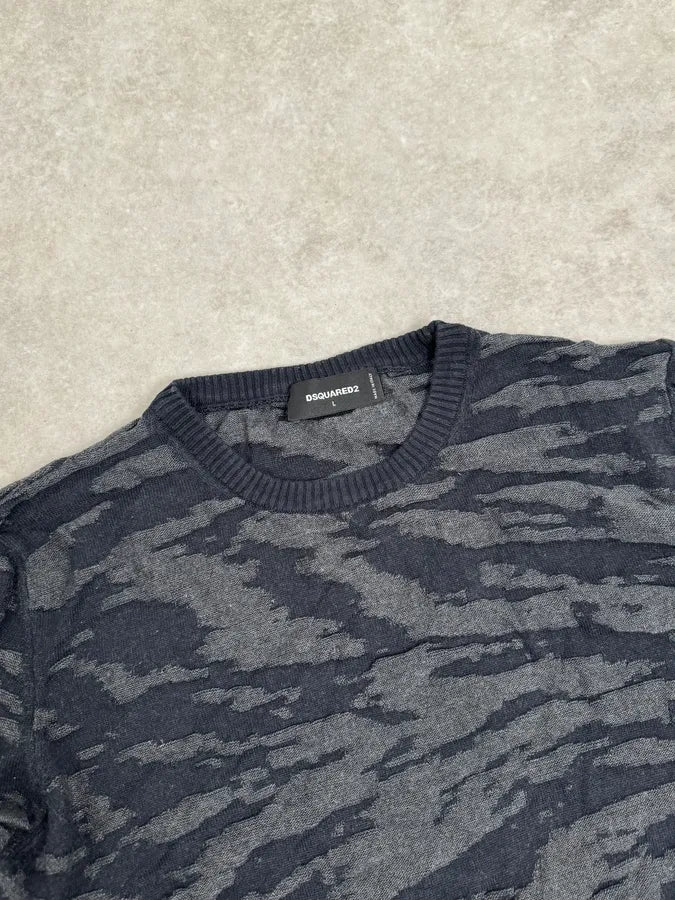 SS2015 Dsquared2 Camo Irregular Black & Grey Sweater goiBzBV 4