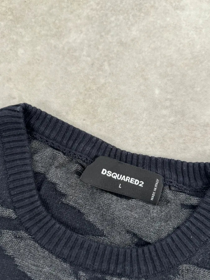 SS2015 Dsquared2 Camo Irregular Black & Grey Sweater goiBzBV 7