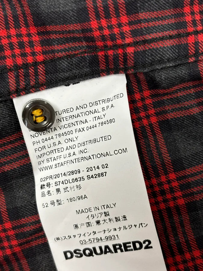 AW2014 Dsquared2 Charcoal Red Checkered Plaid Shirt  NPcJYII 9