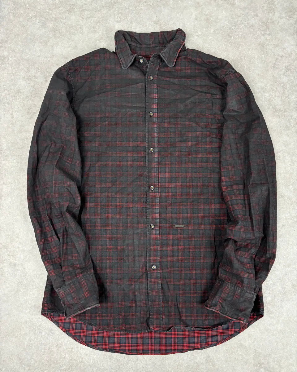 AW2014 Dsquared2 Charcoal Red Checkered Plaid Shirt  NPcJYII 0