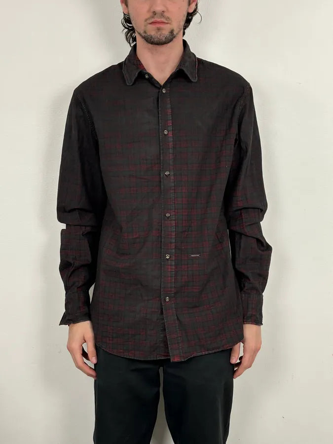 AW2014 Dsquared2 Charcoal Red Checkered Plaid Shirt  NPcJYII 1