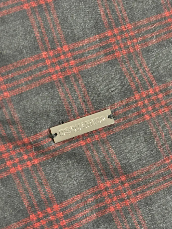 AW2014 Dsquared2 Charcoal Red Checkered Plaid Shirt  NPcJYII 8