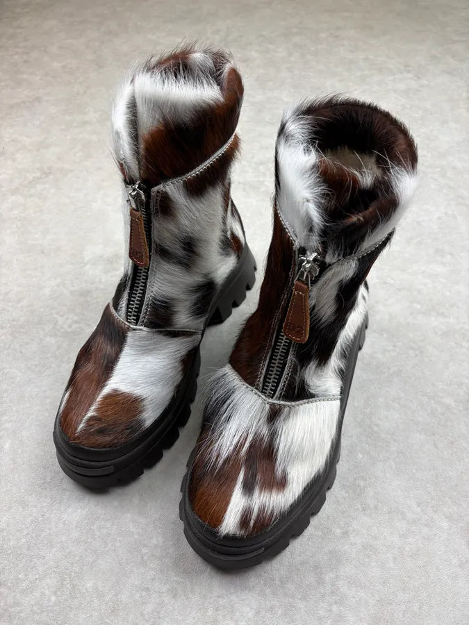 Dsquared2 Cow Fur Leather Hiking Zip Boots RPManzW 2