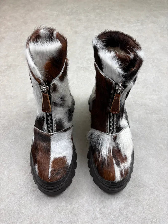 Dsquared2 Cow Fur Leather Hiking Zip Boots RPManzW 1