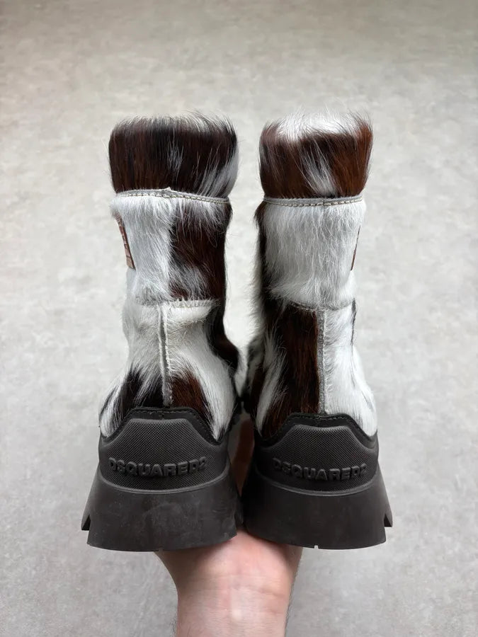 Dsquared2 Cow Fur Leather Hiking Zip Boots RPManzW 7