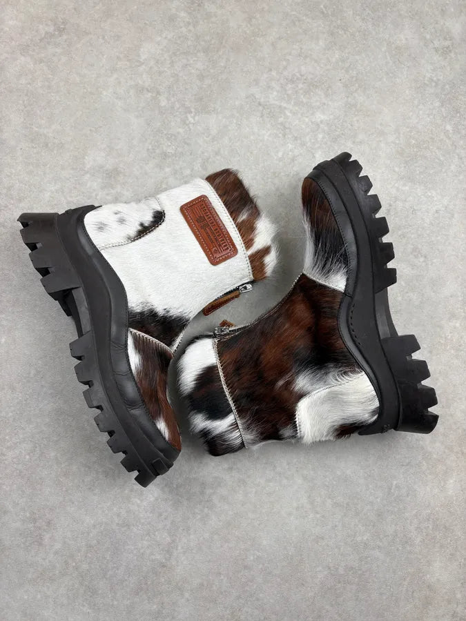 Dsquared2 Cow Fur Leather Hiking Zip Boots RPManzW 5