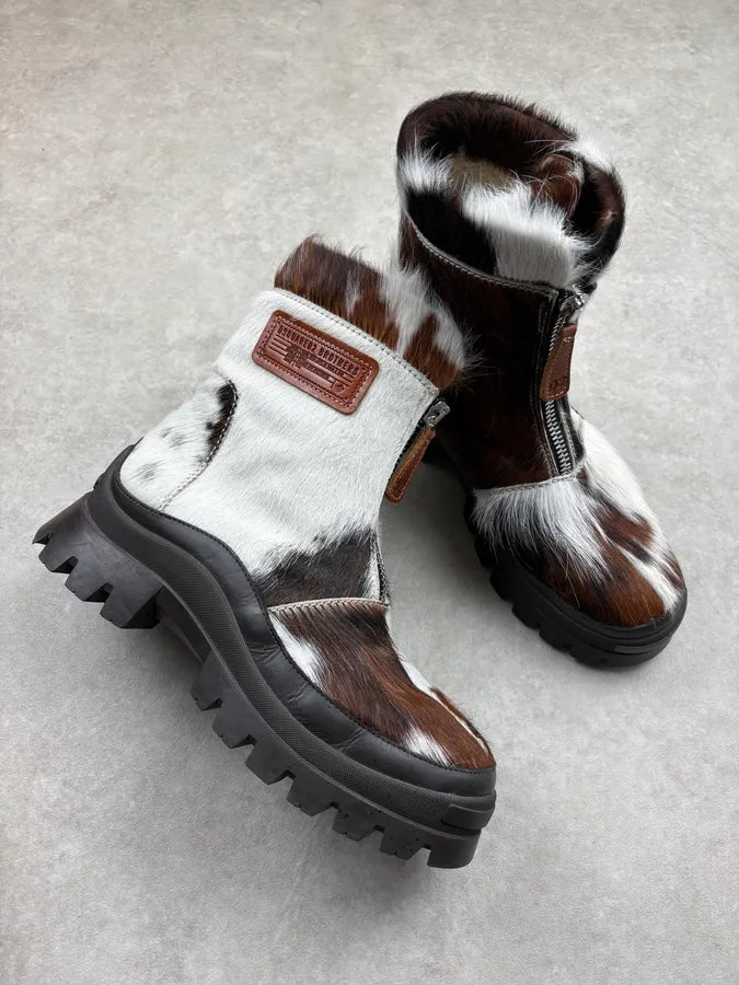 Dsquared2 Cow Fur Leather Hiking Zip Boots RPManzW 4