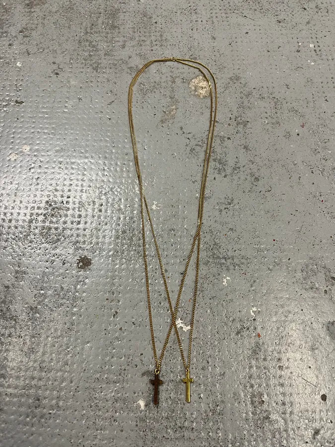 Dsquared2 Gold Metal Dual Cross Pendant Necklace LrxvsrY 0