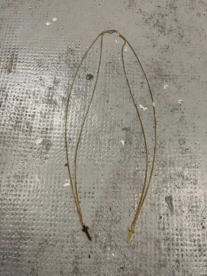 Dsquared2 Gold Metal Dual Cross Pendant Necklace LrxvsrY 4