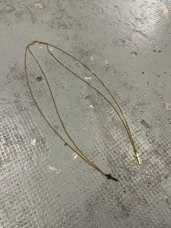 Dsquared2 Gold Metal Dual Cross Pendant Necklace LrxvsrY 5