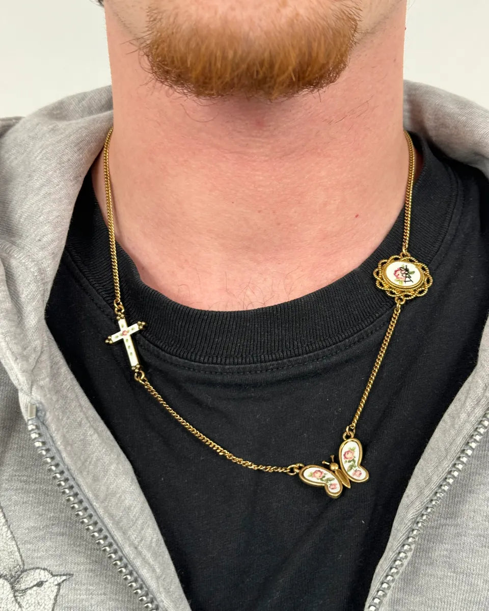 Dsquared2 Gold Metal Multi-Charm Cross Necklace BrPkqqg 1