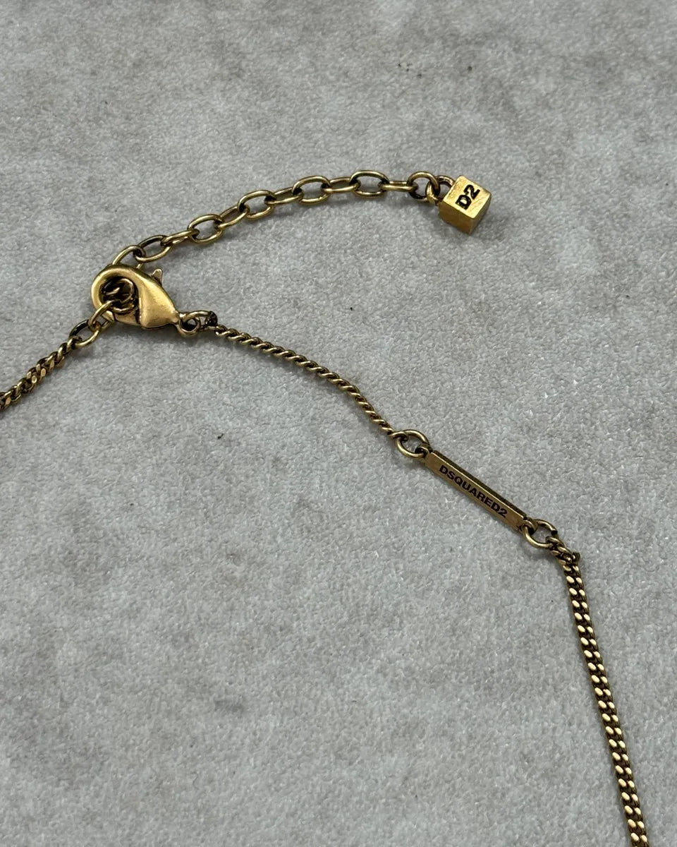 Dsquared2 Gold Metal Multi-Charm Cross Necklace BrPkqqg 4