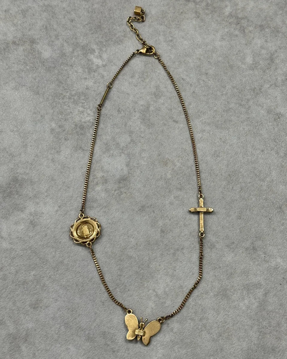 Dsquared2 Gold Metal Multi-Charm Cross Necklace BrPkqqg 5