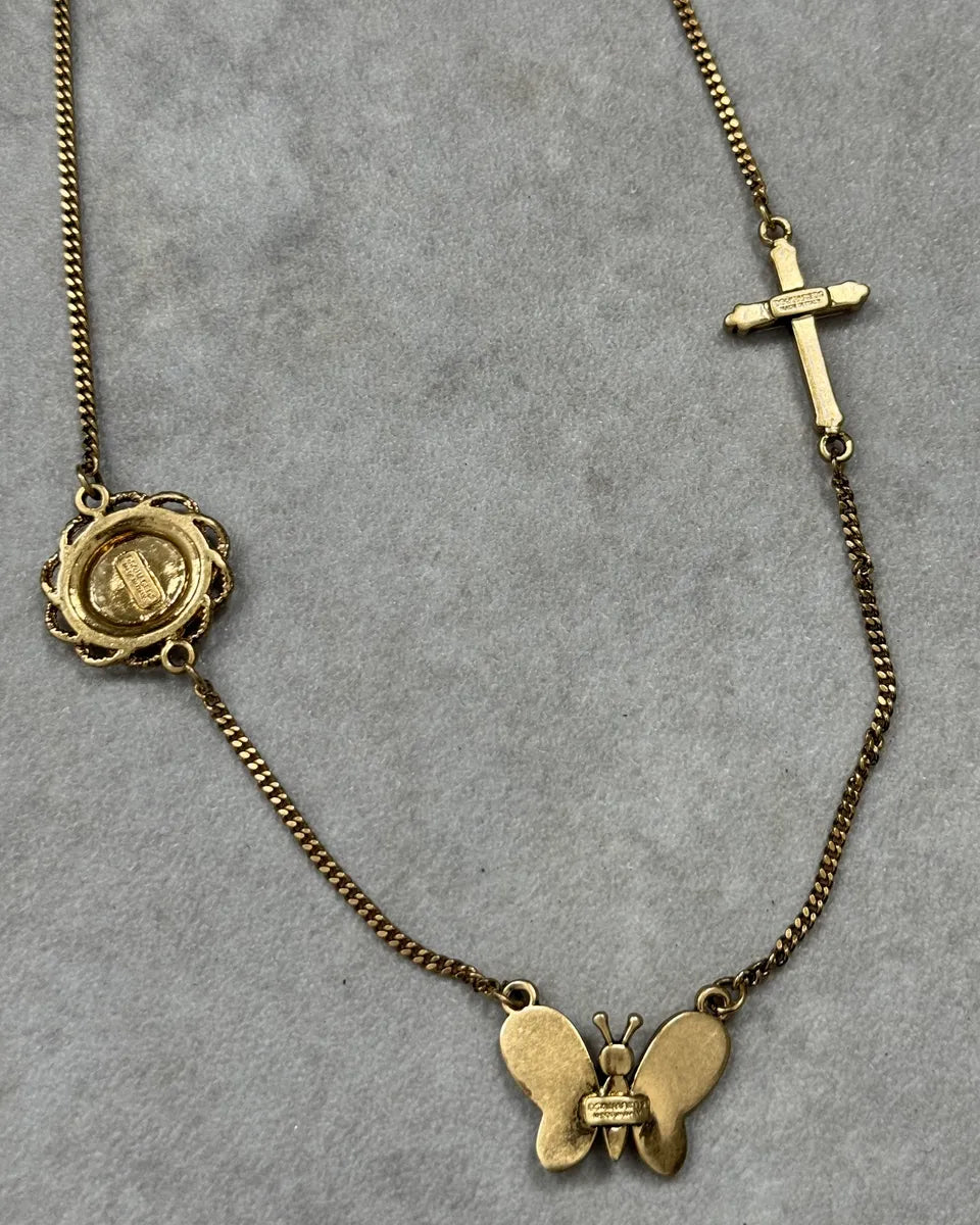 Dsquared2 Gold Metal Multi-Charm Cross Necklace BrPkqqg 6