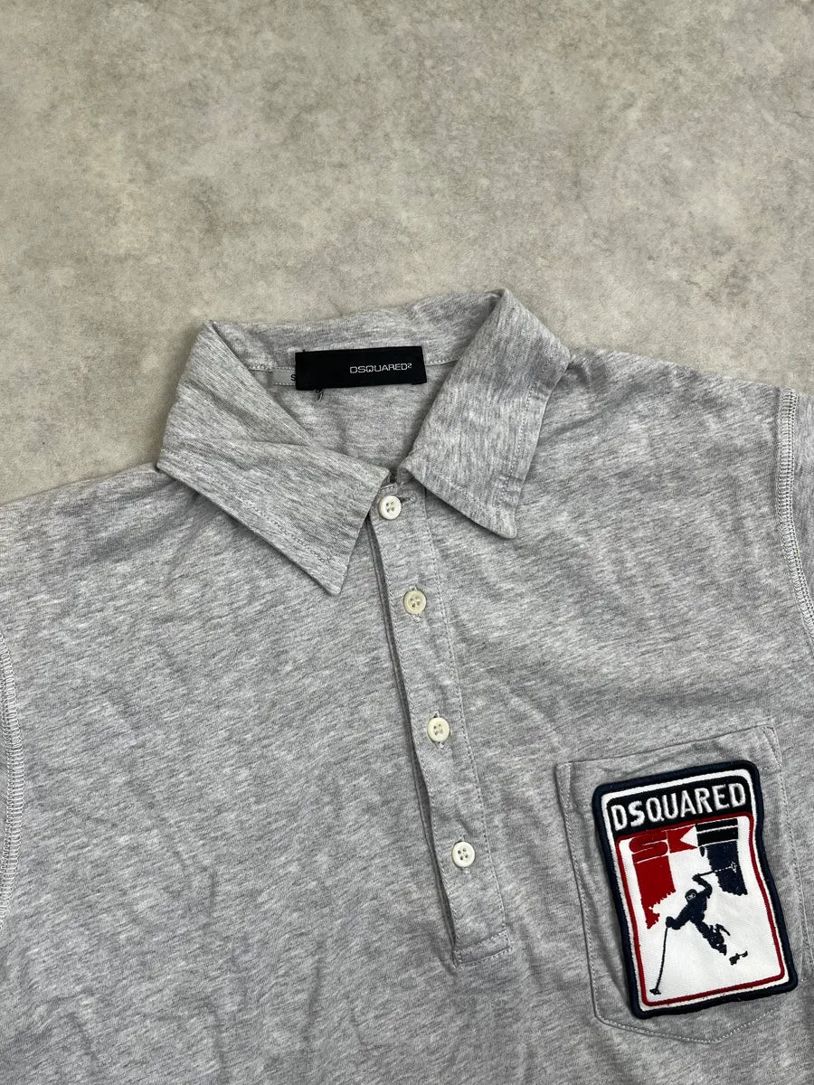 AW2008 Dsquared2 Grey Logo Ski Patch Longsleeve Polo thrQuou 4