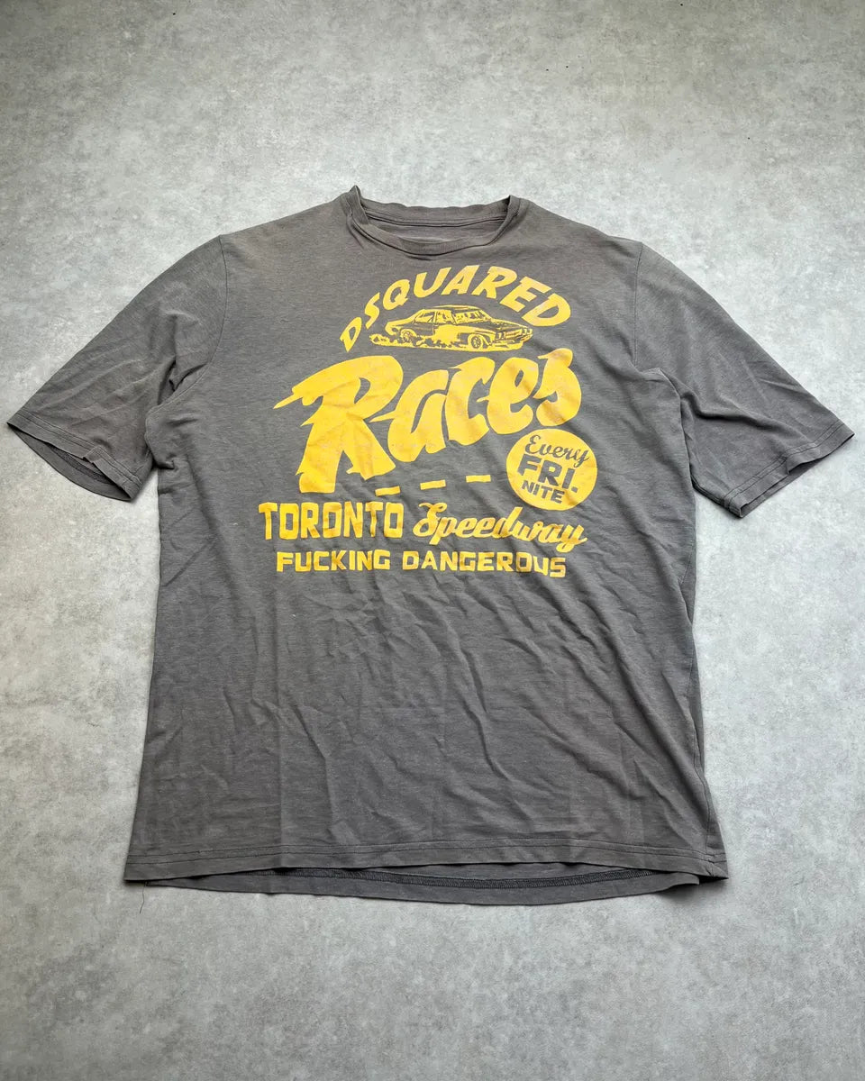 2010s Dsquared2 Grey Speedway Oversized Racing T-Shirt tSauzaU 0
