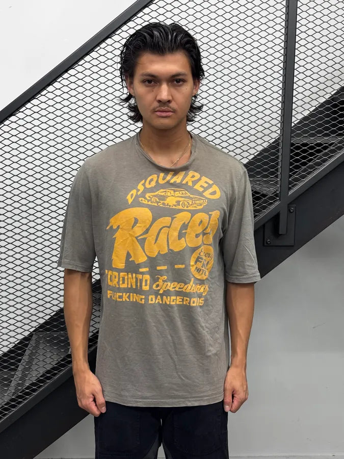 2010s Dsquared2 Grey Speedway Oversized Racing T-Shirt tSauzaU 1