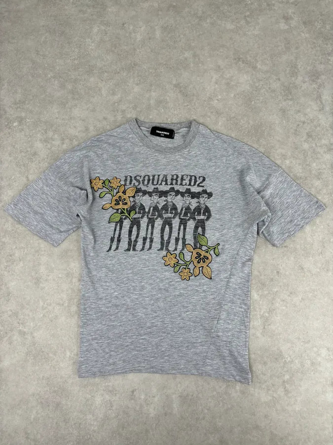 AW2018 Dsquared2 Grey Cowboys Floral Embroidered T-Shirt Evhelpa 3