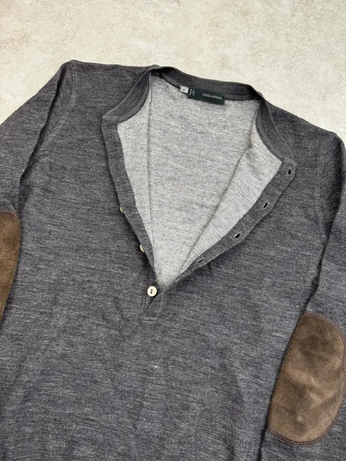 AW2011 Dsquared2 Grey Buttoned Elbow Patch Sweater oOKYKaY 5