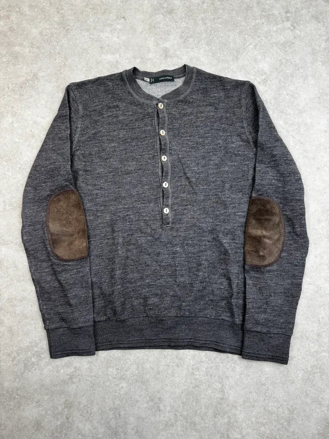 AW2011 Dsquared2 Grey Buttoned Elbow Patch Sweater oOKYKaY 0