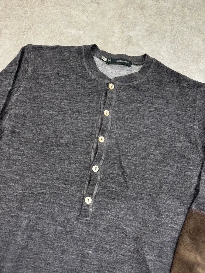 AW2011 Dsquared2 Grey Buttoned Elbow Patch Sweater oOKYKaY 4