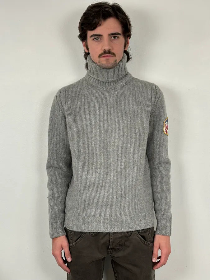 AW2007 Dsquared2 Grey Wool Embroidered Patch Turtleneck CgKoNvK 1