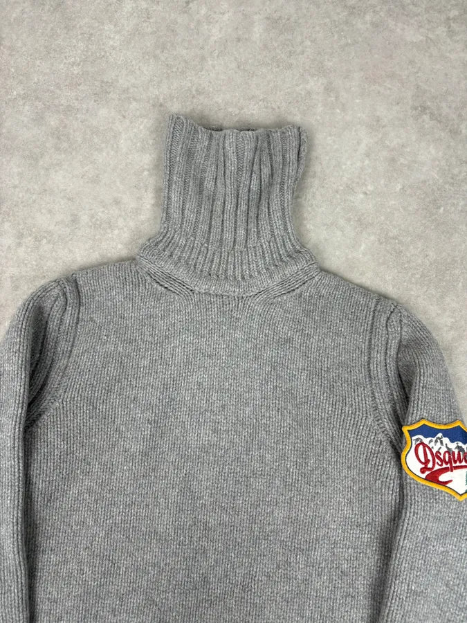 AW2007 Dsquared2 Grey Wool Embroidered Patch Turtleneck CgKoNvK 4