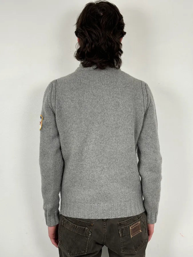 AW2007 Dsquared2 Grey Wool Embroidered Patch Turtleneck CgKoNvK 2