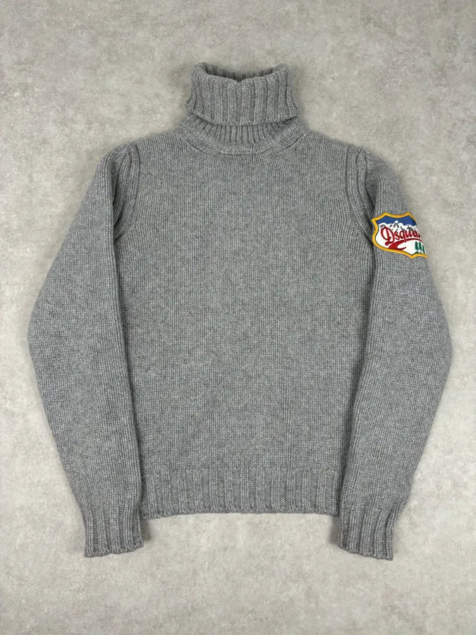 AW2007 Dsquared2 Grey Wool Embroidered Patch Turtleneck CgKoNvK 0